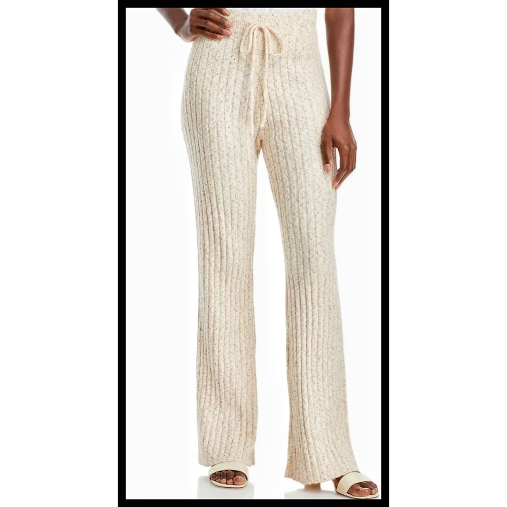 NWT Bloomingdale's Aqua Ribbed Knit Pants Sweatpant Style Oatmeal Heather Medium